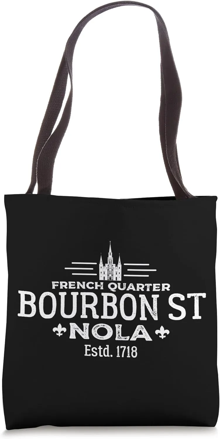 St Louis Cathedral French Quarter Bourbon St NOLA Distressed Tote Bag