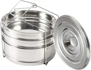 Stackable Steamer Insert Pans, Stainless Steel 3 Tier Mini Pressure Cooker Accessories w/Sling Handle Pot in Pot Food Steamer for 6/8 QT Pressure Cooker