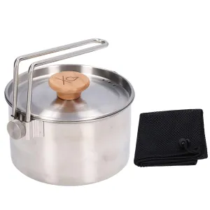 Stainless Steel Camping Pot Portable Tea Coffee Pot for Outdoor Hiking Camping Picnic with Vent