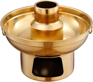 Stainless Steel Charcoal Dry Ice Hot Pots Chinese Beijing Charcoal Imitation Copper Dessert Hot Pot t for a Unique Cooking Experience and Dessert Display (Medium)