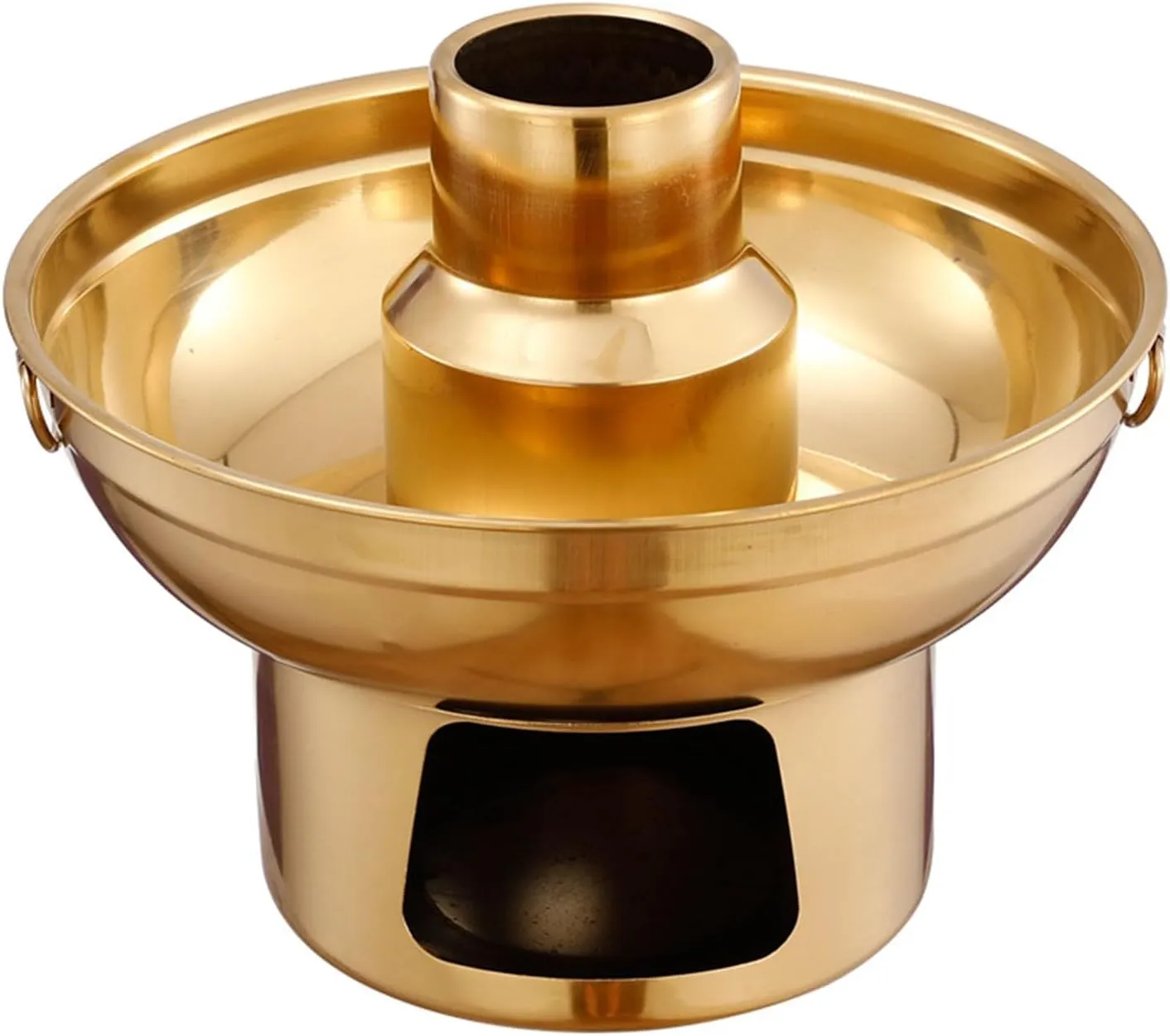 Stainless Steel Charcoal Dry Ice Hot Pots Chinese Beijing Charcoal Imitation Copper Dessert Hot Pot t for a Unique Cooking Experience and Dessert Display (Medium)