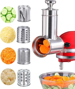 Stainless Steel Slicer Shredder Attachment for KitchenAid Mixers, Large Salad Maker,Cheese Grater Accessories with 4 Thick Blades,Dishwasher Safe