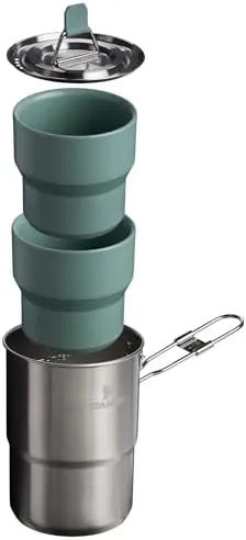 Stanley Wildfare Go 4-Piece Stainless Steel Two Cup Cook Set | 32 oz Pot and Lid with Fold & Lock Handle | 2 Stacking Cups | Camping Essentials for Your Camp Kitchen | BPA-Free | Shale   Charcoal