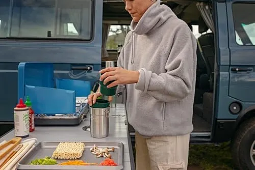 Stanley Wildfare Go 4-Piece Stainless Steel Two Cup Cook Set | 32 oz Pot and Lid with Fold & Lock Handle | 2 Stacking Cups | Camping Essentials for Your Camp Kitchen | BPA-Free | Shale   Charcoal