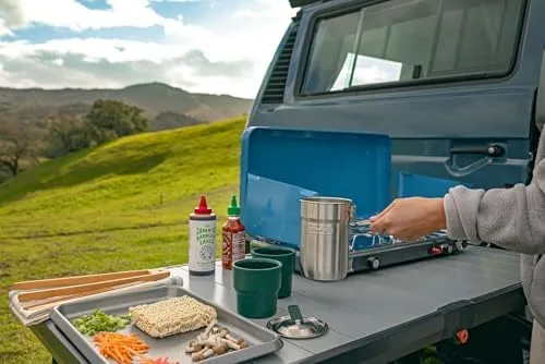Stanley Wildfare Go 4-Piece Stainless Steel Two Cup Cook Set | 32 oz Pot and Lid with Fold & Lock Handle | 2 Stacking Cups | Camping Essentials for Your Camp Kitchen | BPA-Free | Shale   Charcoal
