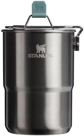 Stanley Wildfare Go 4-Piece Stainless Steel Two Cup Cook Set | 32 oz Pot and Lid with Fold & Lock Handle | 2 Stacking Cups | Camping Essentials for Your Camp Kitchen | BPA-Free | Shale   Charcoal