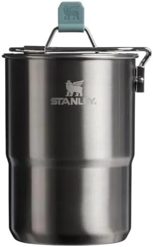 Stanley Wildfare Go 4-Piece Stainless Steel Two Cup Cook Set | 32 oz Pot and Lid with Fold & Lock Handle | 2 Stacking Cups | Camping Essentials for Your Camp Kitchen | BPA-Free | Shale   Charcoal
