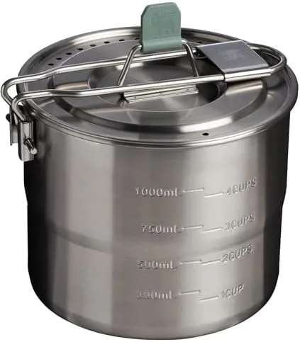 Stanley Wildfare Go Two Bowl Mess Kit | 8pc Portable Pot & Cookware Set | 1.25qt Stainless Steel Pot w/Locking Handle, Lid, 2 Bowls & Sporks