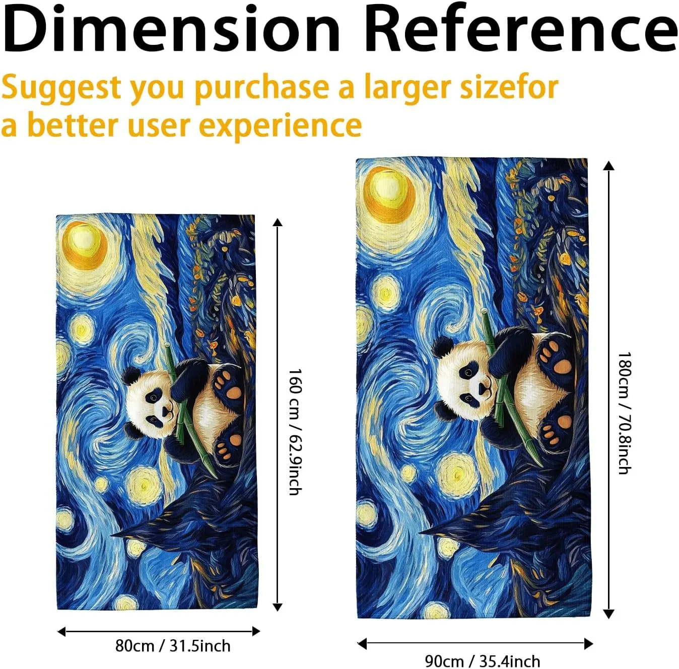 Starry Night Panda Microfiber Beach Towel Colorful Art Soft Sand Free Quick Dry Lightweight Blanket for Travel Camping Pool Picnic Essentials 62x31 Inch