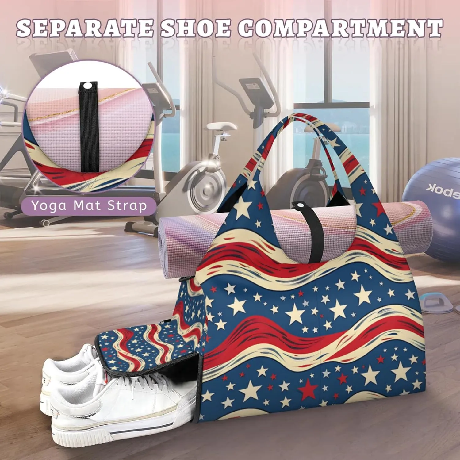 Stars Lines Paper Gym Bag Yoga Mat Tote for Women with Shoes Compartment Lightweight Duffle Travel Carrier Wet Dry Storage Pockets Adjustable Pilates Mats Shoulder Bags for Sport Swim