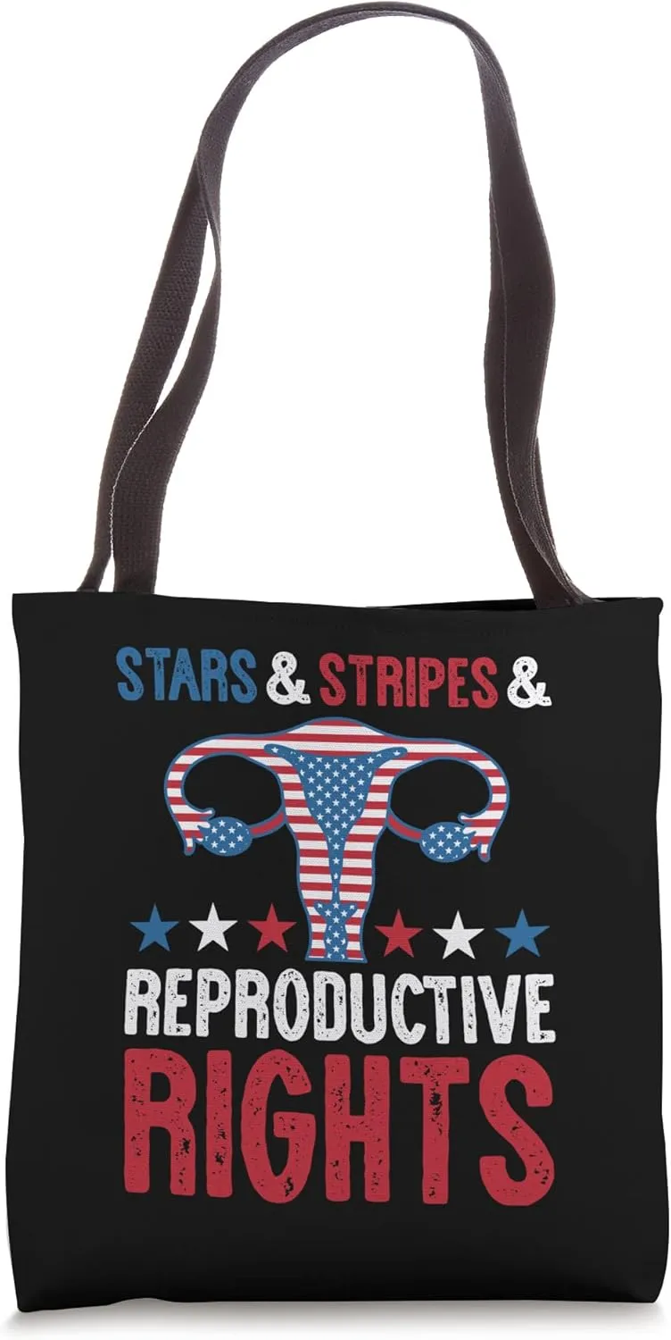 Stars Stripes Reproductive Rights Patriotic American Uterus Tote Bag