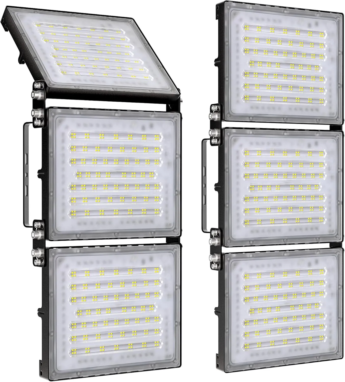 STASUN 2 Pack 600W LED Flood Light, Mini Series Stadium Light, 60000LM 6000K Daylight White IP66 Waterproof 3 Adjustable Panels Outdoor Sports Lighting for Basketball Court, Parking Lot,Baseball Field