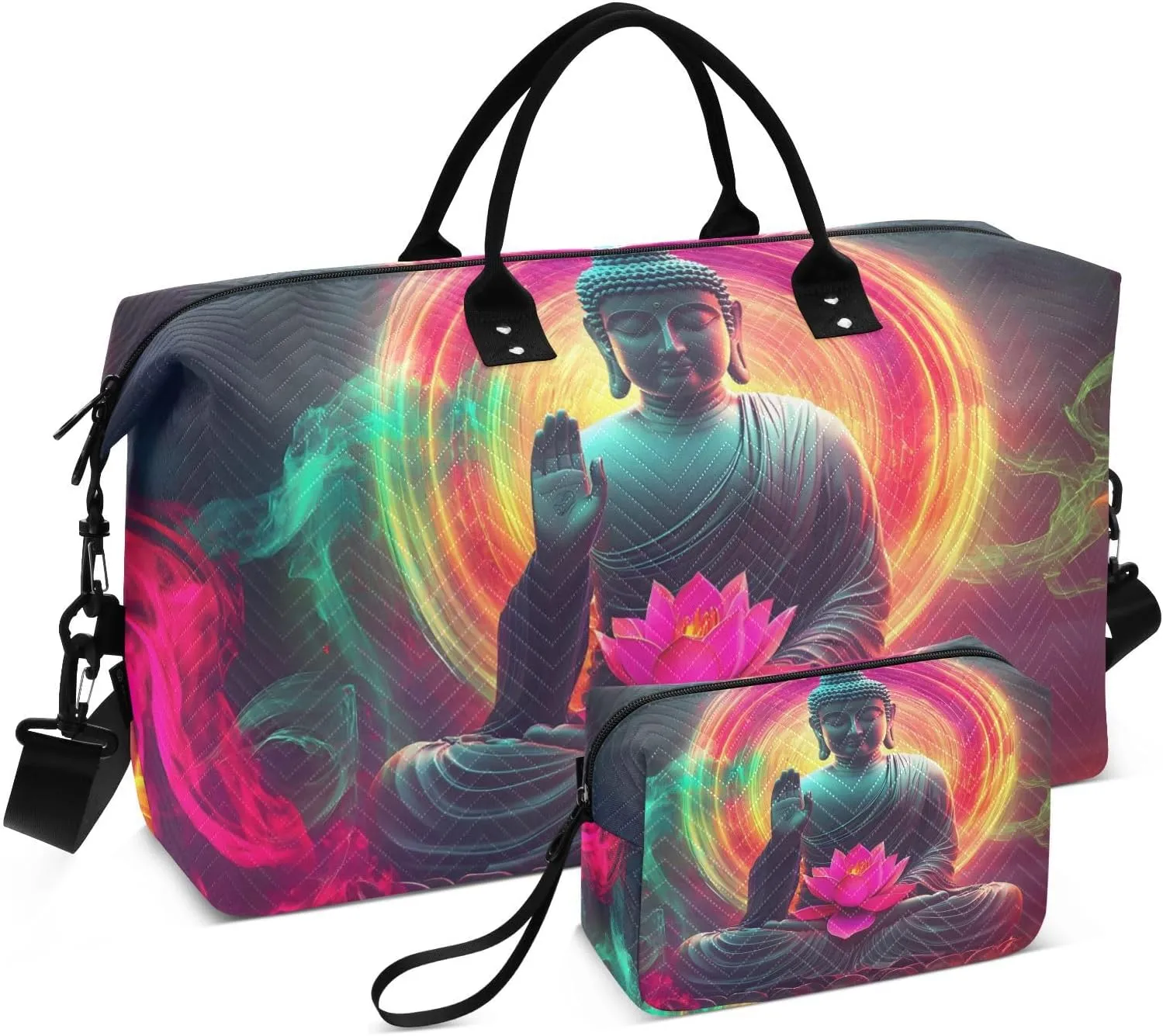 Statue Floral Peace Duffel Bag for Traveling, Gym Bags with Multiple Interior Pockets for Women Men Toiletry Purse Included 20.5”x 1.9” x 13.8”
