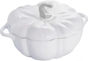 STAUB Cast Iron Dutch Oven 3.5-qt Pumpkin Cocotte with Stainless Steel Knob, Made in France, Serves 3-4, White