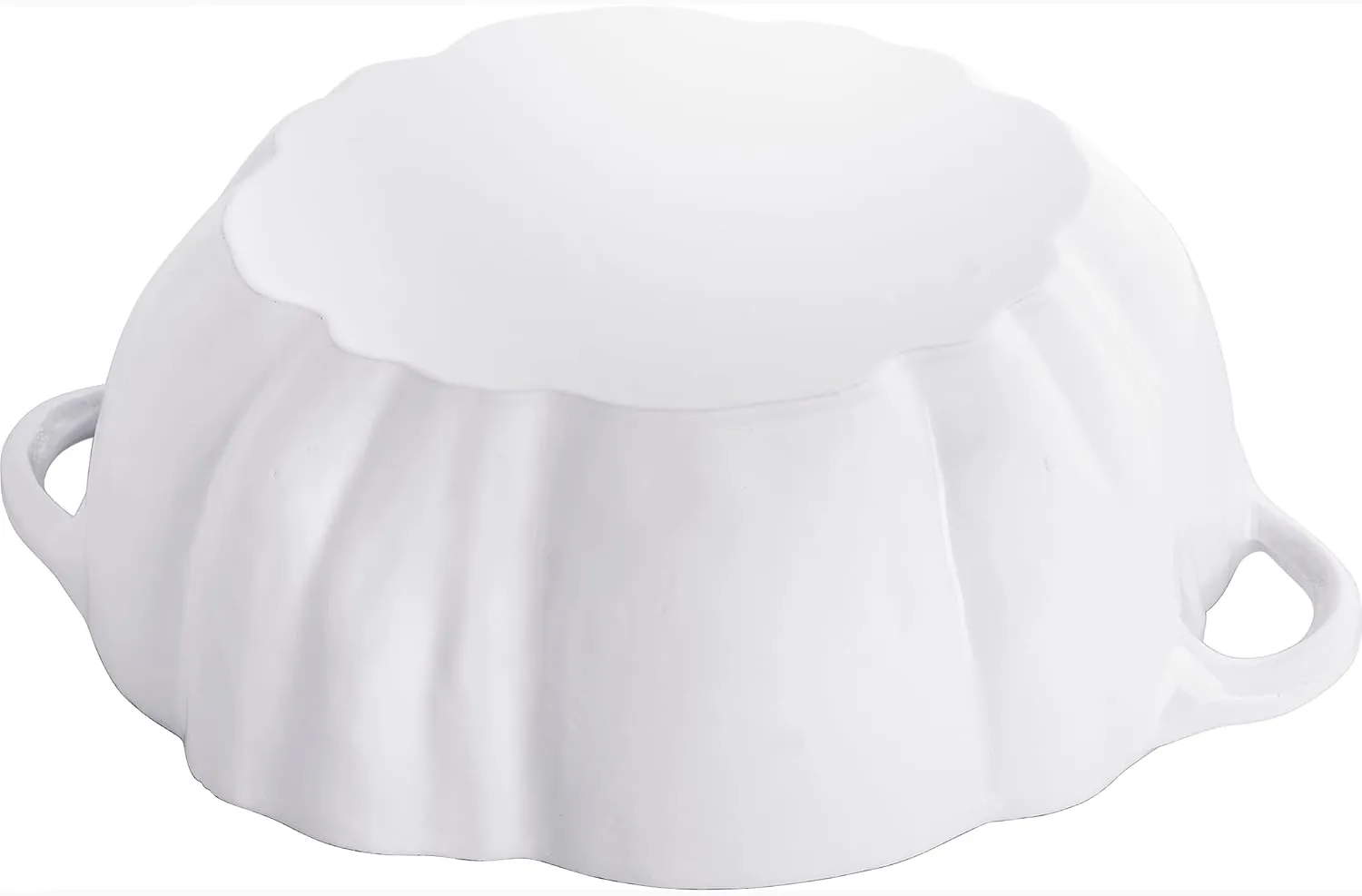 STAUB Cast Iron Dutch Oven 3.5-qt Pumpkin Cocotte with Stainless Steel Knob, Made in France, Serves 3-4, White