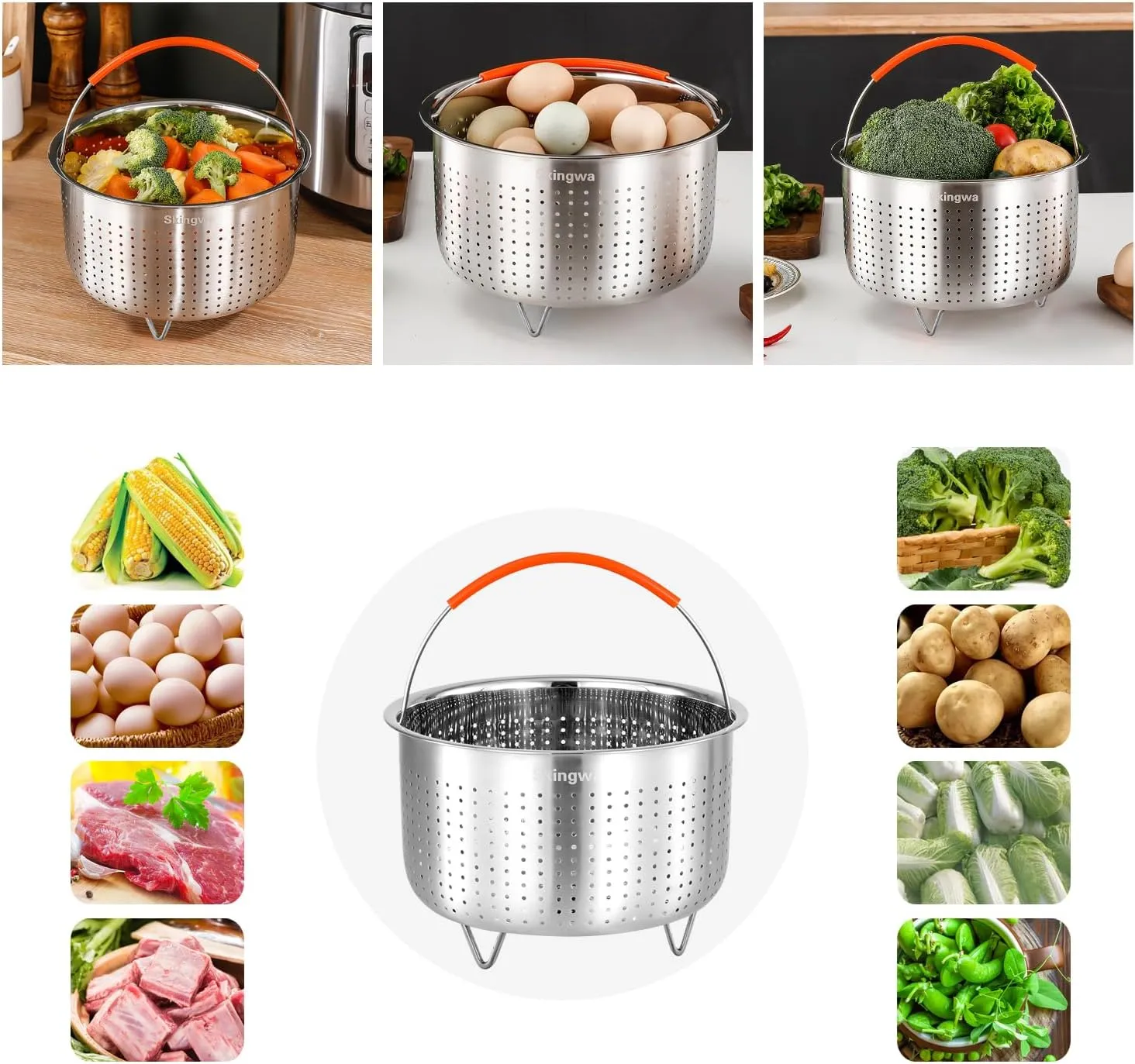 Steamer Basket for Instant Pot, Stainless Steel Vegetable Steamer Basket Insert for Pots (6qt)