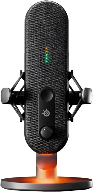 SteelSeries Alias USB Mic for PC — 3x Bigger Capsule for Gaming, Streaming and Podcasting — Sonar for Streamers Audio Software — AI Noise Cancelling — LED (Renewed)