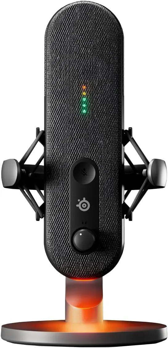 SteelSeries Alias USB Mic for PC — 3x Bigger Capsule for Gaming, Streaming and Podcasting — Sonar for Streamers Audio Software — AI Noise Cancelling — LED (Renewed)