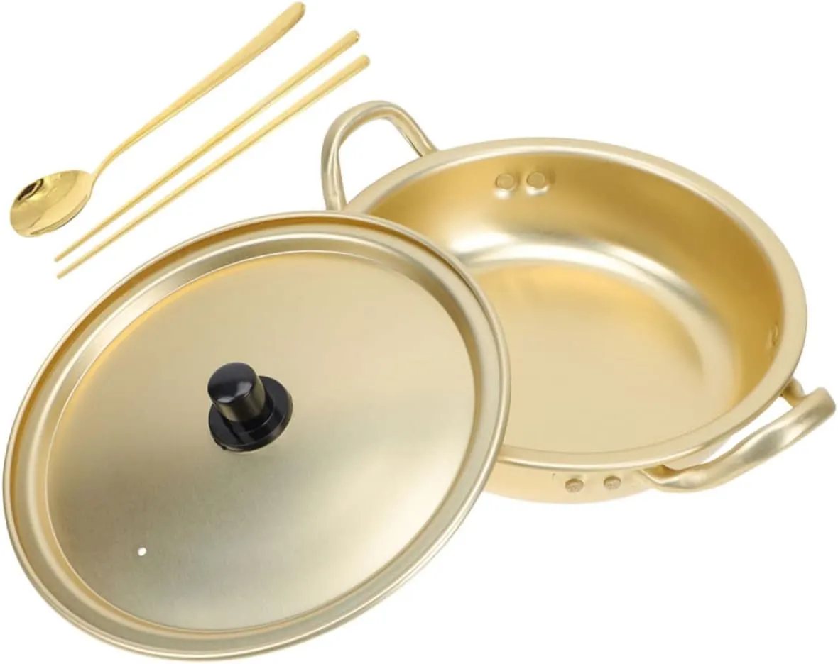 STOBAZA Ramen Pot Set 2 Handles Quick Cooking Non-stick Aluminum for Soup Stew Curry Camping Hiking