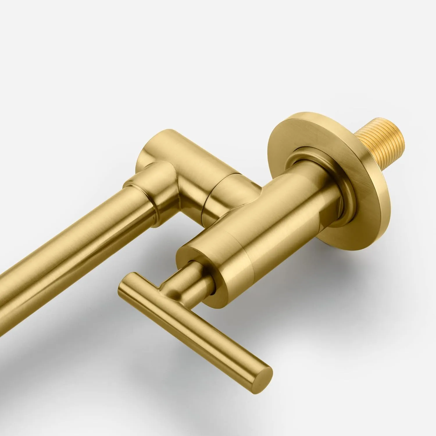 SUMERAIN Gold Pot Filler Faucet Wall Mount Brass Kitchen Folding Faucet with Double Joint Swing Arms, Two Handle Design