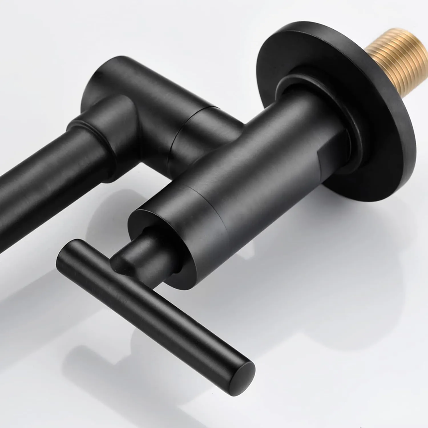 sumerain Matte Black Pot Filler Faucet Wall Mount Folding Kitchen Faucet Double Joint Swing Arm