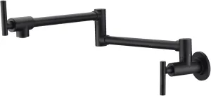 sumerain Matte Black Pot Filler Faucet Wall Mount Folding Kitchen Faucet Double Joint Swing Arm