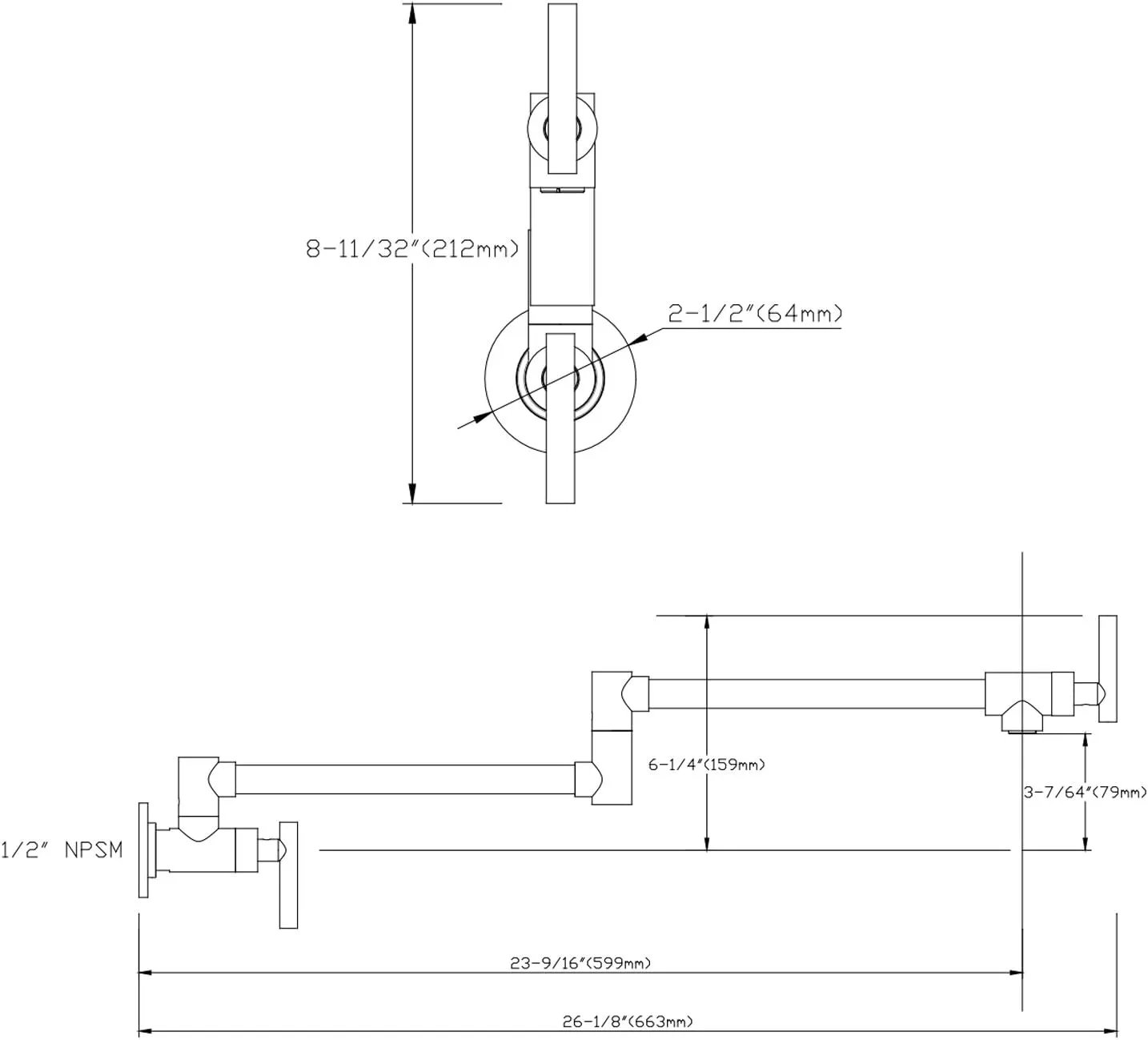 SUMERAIN Pot Filler Faucet Wall Mount,Brushed Nickel Finish and Dual Swing Joints Design
