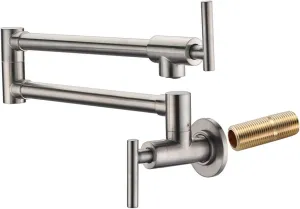 SUMERAIN Pot Filler Faucet Wall Mount,Brushed Nickel Finish and Dual Swing Joints Design