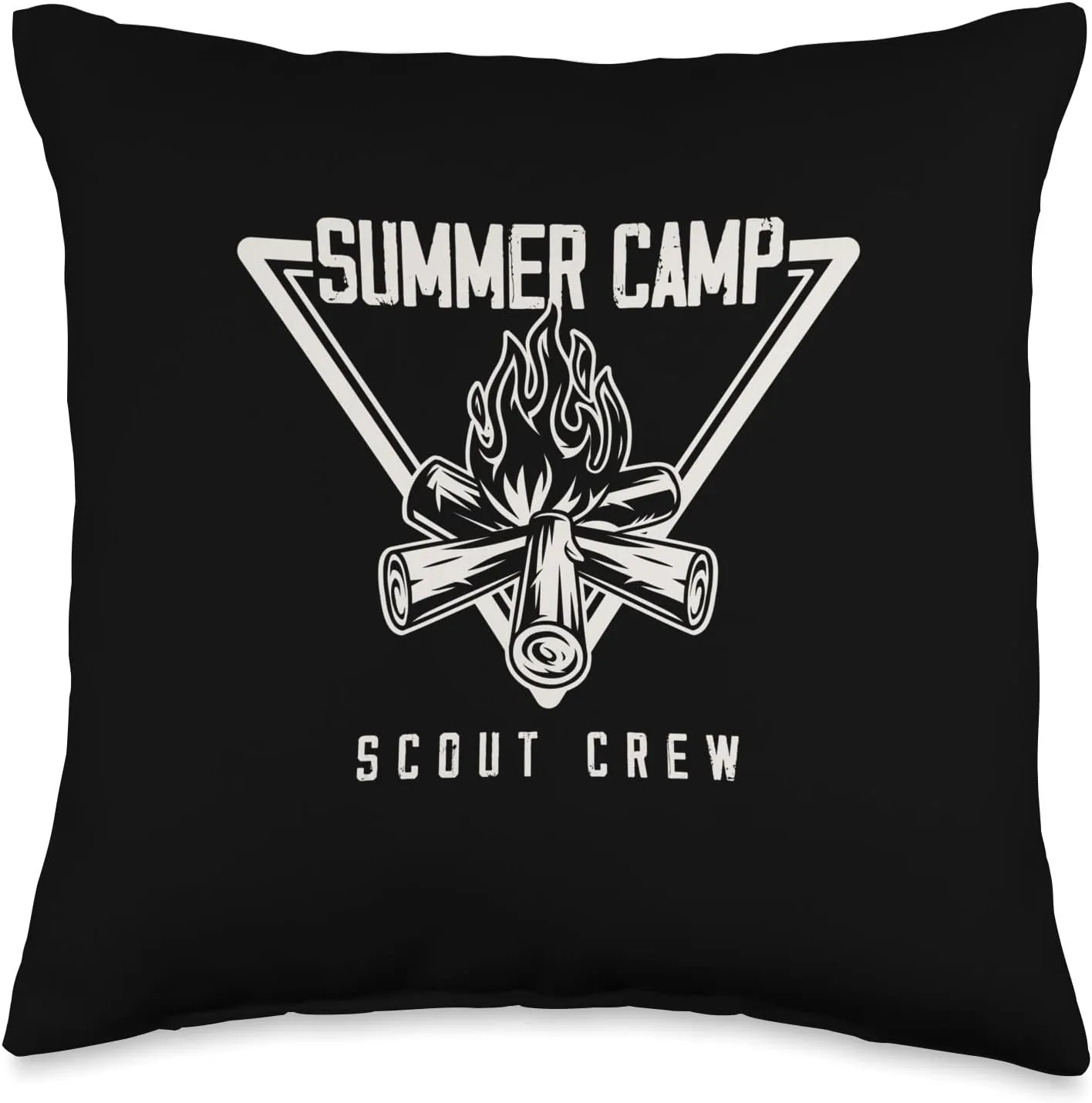 Summer Camp Forest Campfire Adventure Nature Outdoor Tent Throw Pillow, 16x16, Multicolor