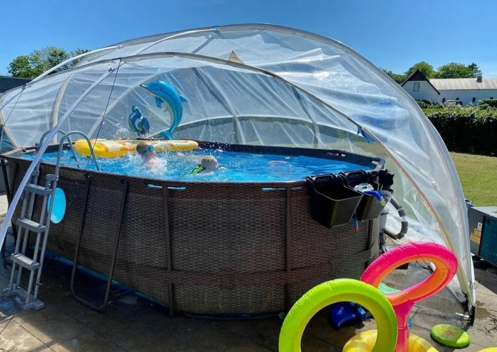 SunnyTent Pool Dome Oval size M 21.3×14.4 ft.