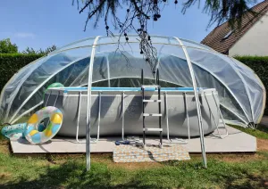 SunnyTent Pool Dome Oval size M 21.3×14.4 ft.