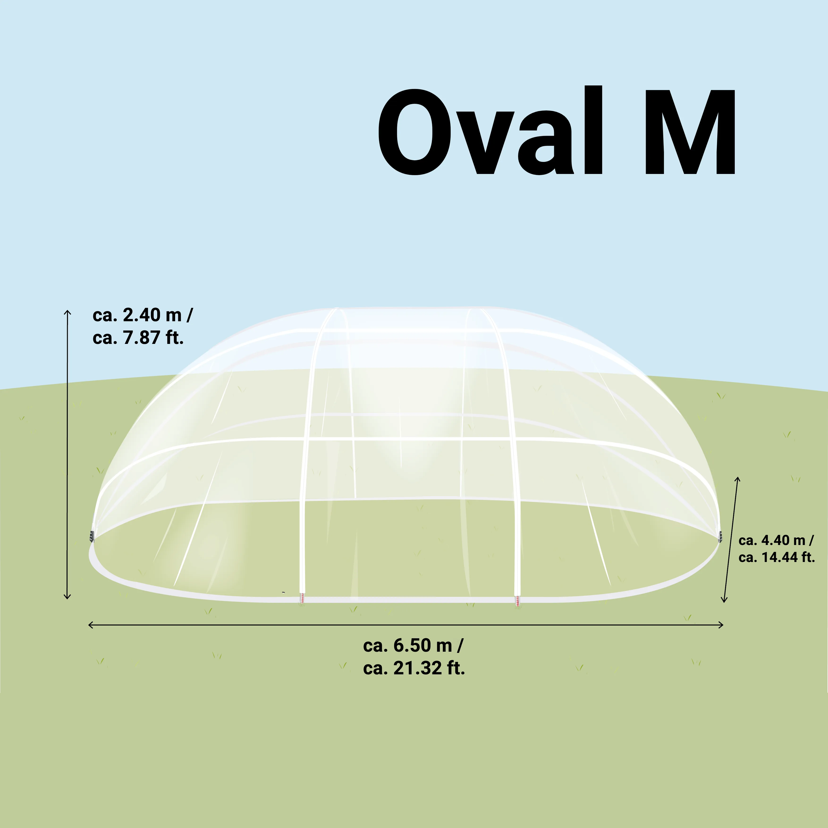 SunnyTent Pool Dome Oval size M 21.3×14.4 ft.