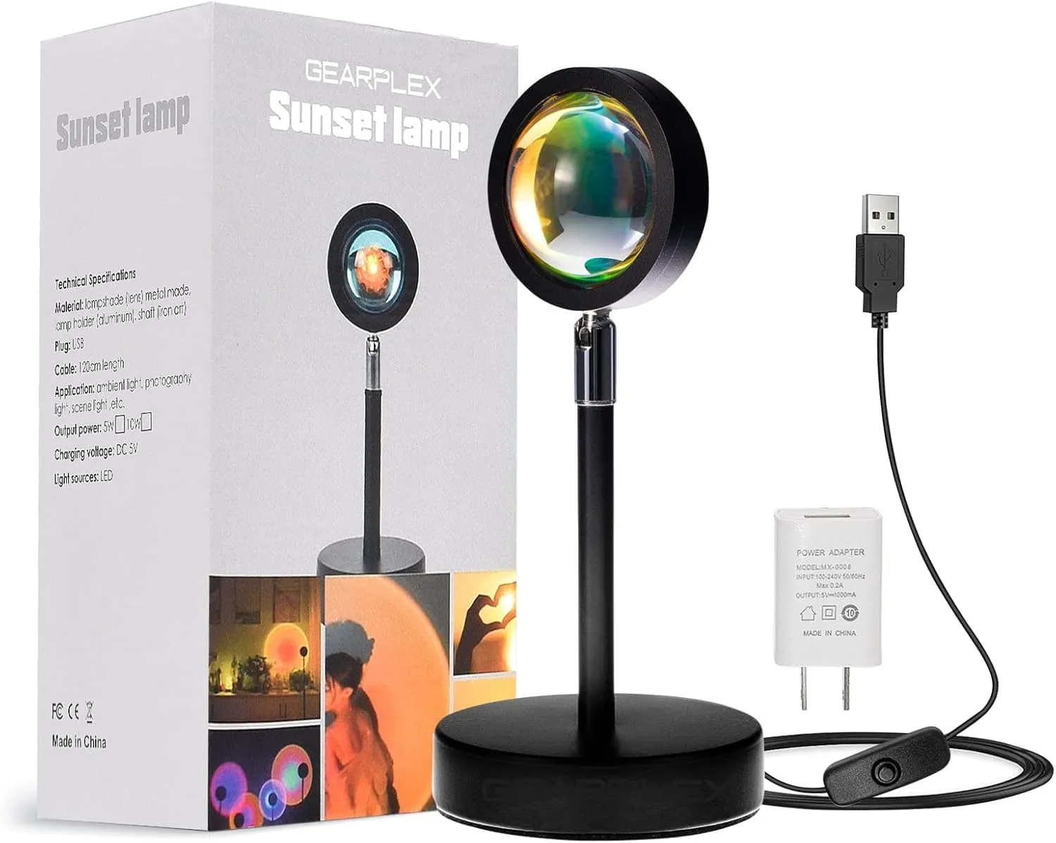 Sunset Lamp Projector for Home Décor & Photography Ambient LED Night Light Lamp with USB Charging Cord- 180-Degree Rotating Romantic UFO Sunset Lamp for Selfies Christmas Home Parties