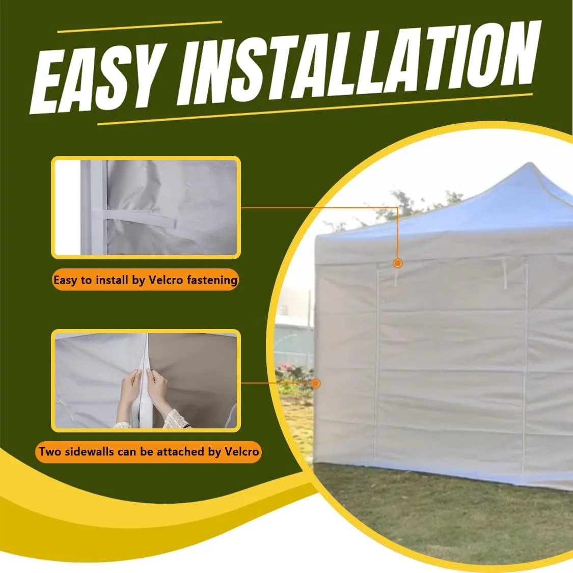 Sunshade Sidewall for 10x10 Pop Up Canopy Tent - Straight Leg, Instant Waterproof Canopy Sidewalls, 1 Pack Canopy Side Wall Only (Spliceable, White)
