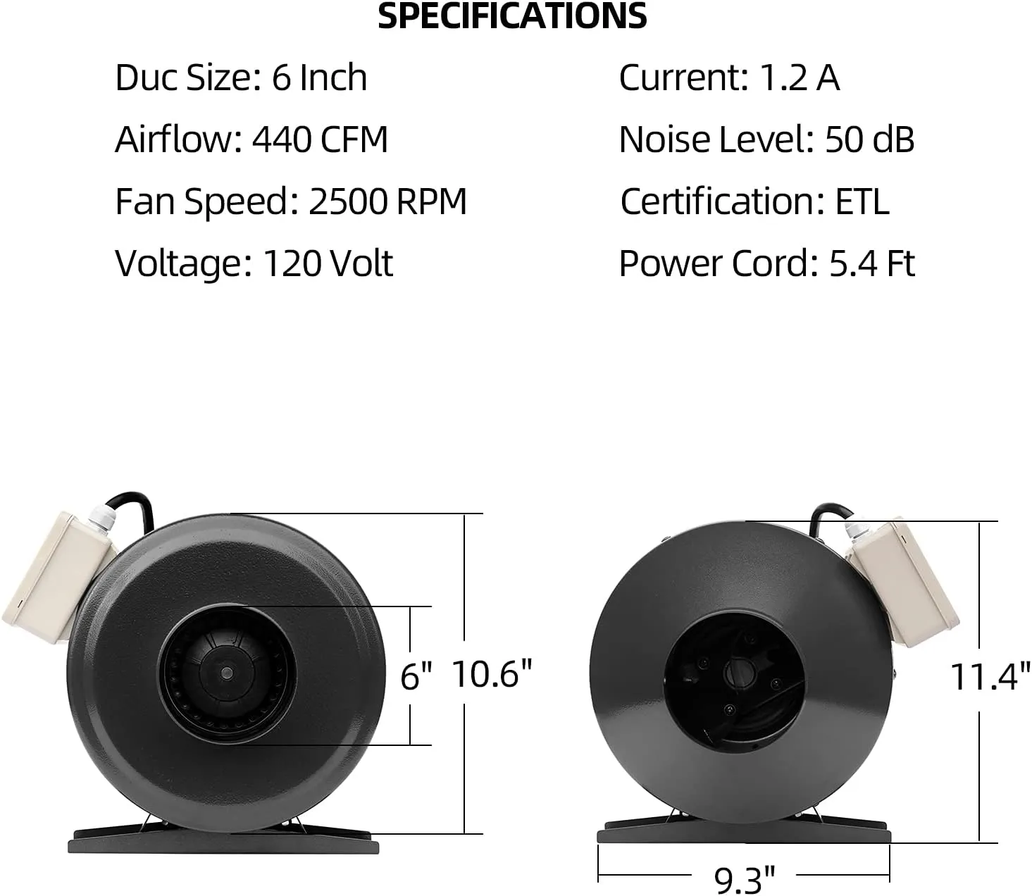 SunStream 6" Grow Tent Ventilation Kit, 440 CFM Inline Fan, Carbon Filter, 25ft Ducting Ventilation System for 2x2/3x3 Grow Tents Indoor Gardening, Hydroponics
