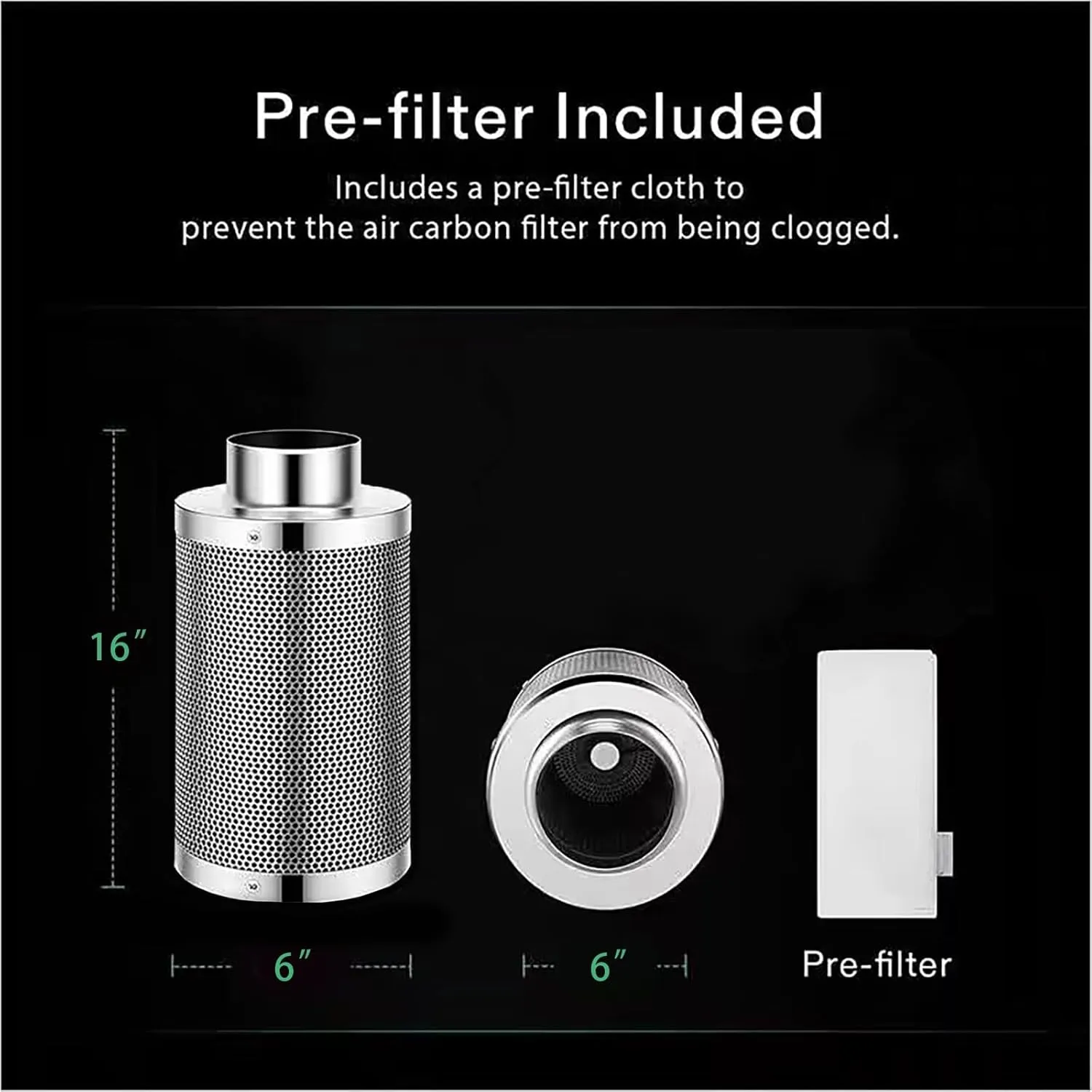 SunStream 6" Grow Tent Ventilation Kit, 440 CFM Inline Fan, Carbon Filter, 25ft Ducting Ventilation System for 2x2/3x3 Grow Tents Indoor Gardening, Hydroponics