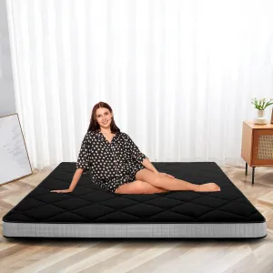 SUNYRISY Japanese Floor Mattress Futon Mattress, Thicken Roll up Sleeping Mattress Tatami Mat Floor Bed, Foldable & Portable Camping Mattress with Storage Bag, Twin Full Queen, Diamond Black