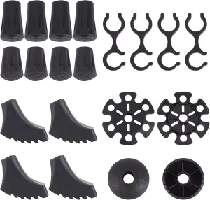 SUPERFINDINGS 20pcs 6 Style Black Trekking Pole Replacement Tips Set Snow Support Mud Support Trekking Pole Accessories Outdoor Rubber Foot Cover Hiking Pole Rubber Tips for Trekking Poles