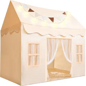 SYNCFUN Play Tent for Kids,Indoor & Outdoor Tent with Blanket,LED Lights & Flags for Toddler,Spacious 51*35*52 Inch,Playhouse for Kids,Ideal Private Space for Reading & Play for Boys & Girls Age 3-7