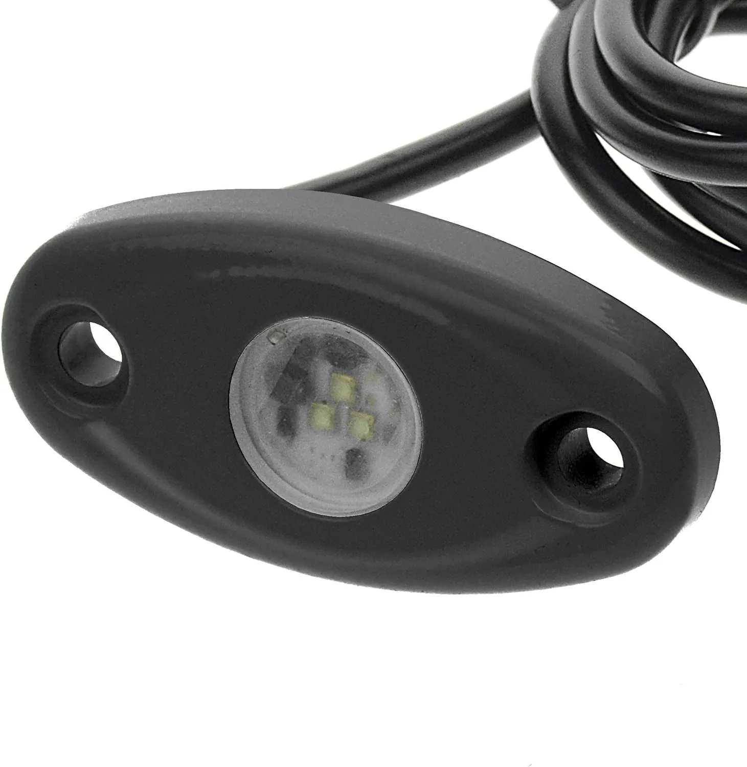 T-H Marine High Intensity Oval LED | Boat Courtesy/Rock Light for Overhead Deck Lighting or Trailer Lights | Black Housing - White LED