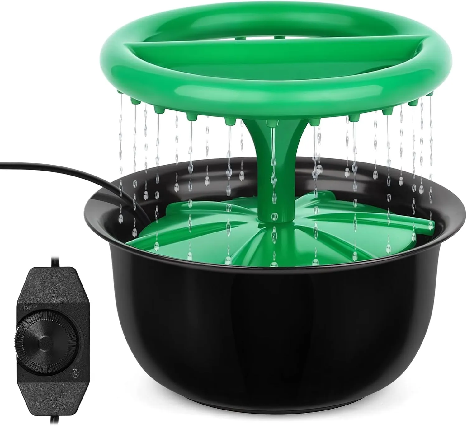 Tabletop Fountains Indoor, Rain Sounds for Sleeping or Studying, Small Desk Waterfall Fountain for Living Room/Office Zen/Home Décor, Aluminum Die Casting Pot, Green