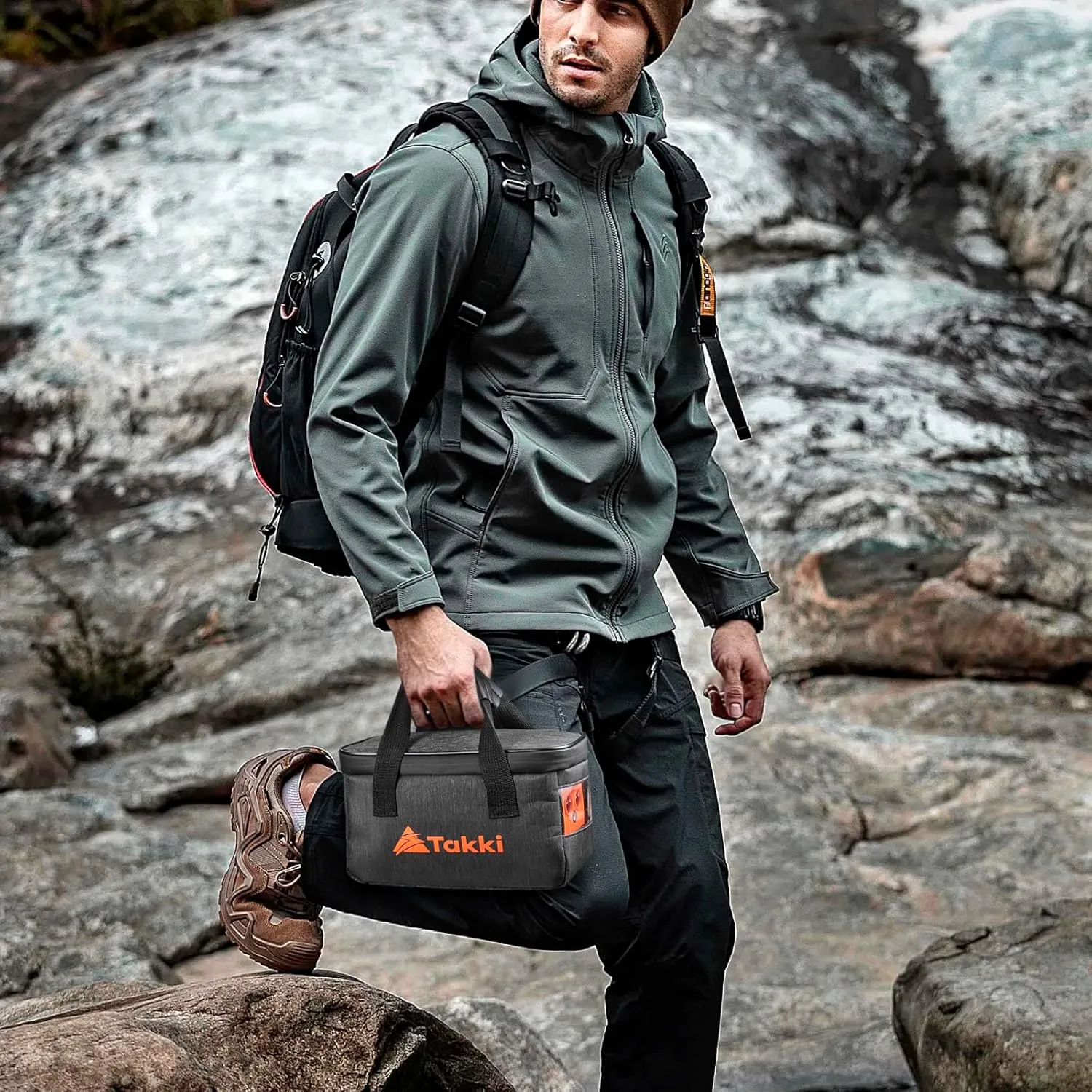Takki 88Wh Portable Power Station with Carrying Case Bag, Camping Generator Lithium Battery with Peak 120W AC Outlet USB Ports for Outdoor Camping Home Emergency