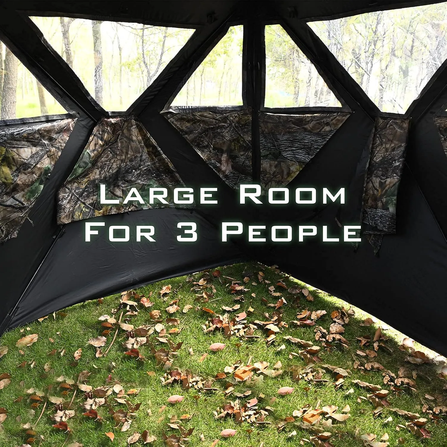 Tangkula 3 Person Pop up Ground Blind, Portable Hunting Blind with Mesh Windows, Carrying Bag & Ground Stakes, Camouflage Hunting Tent with Hub System, Camo Deer Blinds for Hunting