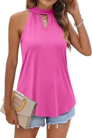 Tank Top for Women 2023 Summer Halter Neck Tops Keyhole Sleeveless Shirts Loose Fit