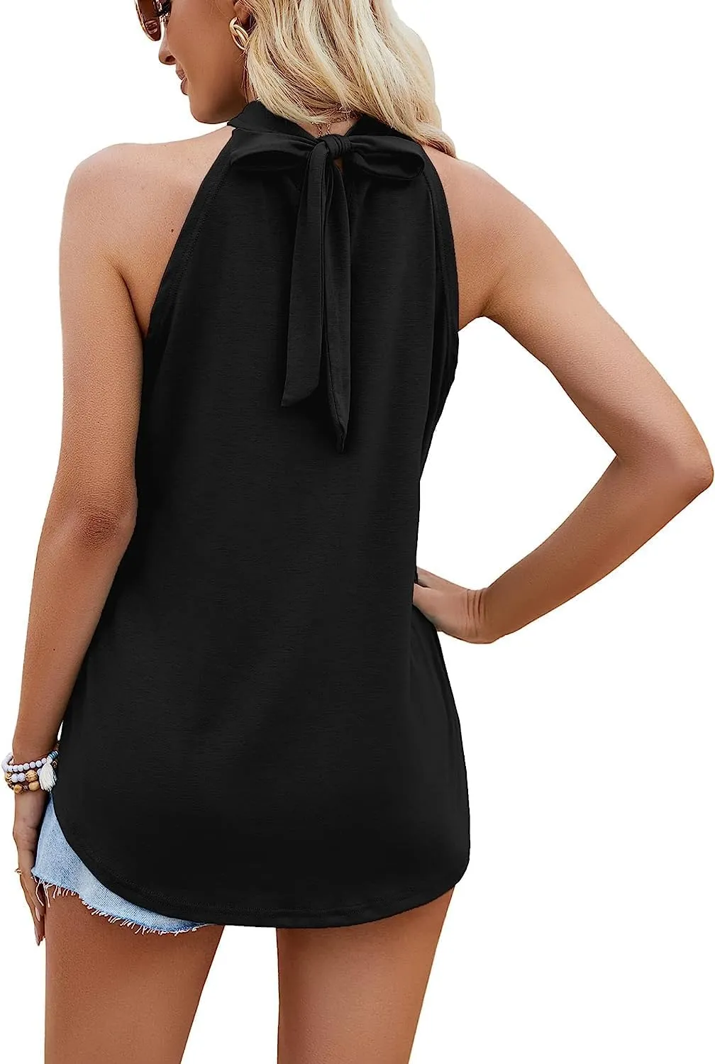 Tank Top for Women 2023 Summer Halter Neck Tops Keyhole Sleeveless Shirts Loose Fit