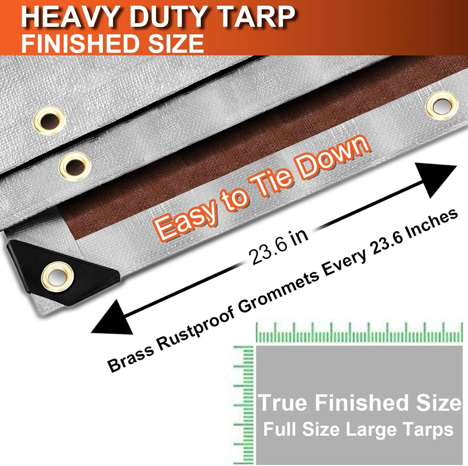 Tarp Waterproof 8x10 Ft Heavy Duty Tarp Thicker 16 Mil Large Tarps with Brass Grommets and Reinforced Edges, UV&Fade Resistant Tear Resistant Plastic Tarp for Outdoor Camping Roof Pool Tent