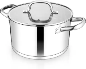 TeamFar 5 QT Stock Pot, Tri-ply Bottom Stainless Steel Stockpot Cooking Soup Pasta Pot with Lid for Gas/Induction/Electric Stoves, Non-toxic & Heavy Duty, Double Handles & Dishwasher Safe