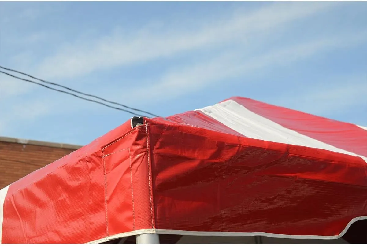 TentandTable 20-Foot x 20-Foot Tent Top | for West Coast Frames | 16oz Block-Out Premium Vinyl | Red/White | Indoor/Outdoor | for Parties, Weddings, and Events | Commercial and Residential Use