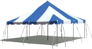 TentandTable 20' x 20' Premium Canopy Tent, Blue/White, Outdoor Pole Tent, 40-80 Person Capacity for Parties, Weddings, Events, Commercial and Residential Use, Large Heavy Duty Vinyl Canopy Tents