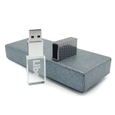 Textured Crystal USB Memory Drive with LED Light